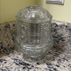 Vintage Indiana Glass Clear Fairy Lamp Stars and Bars